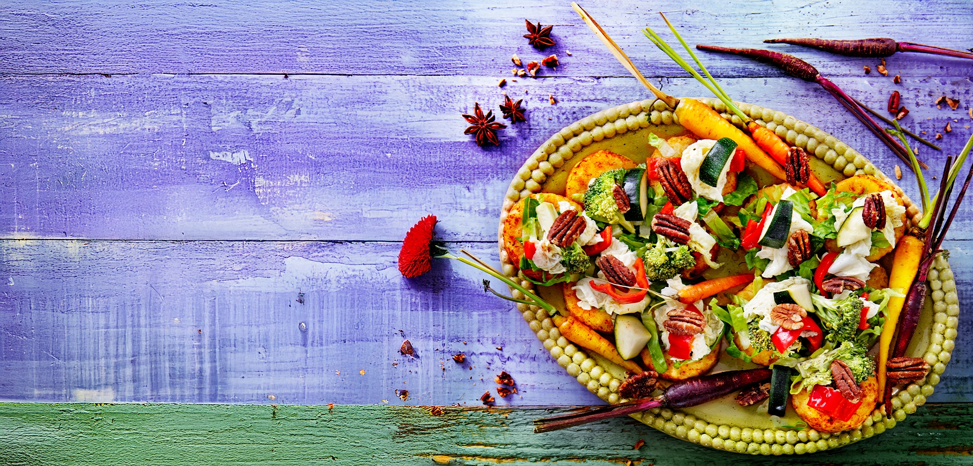 Wasabi rösti s ukiseljenim povrćem i pekan orasima